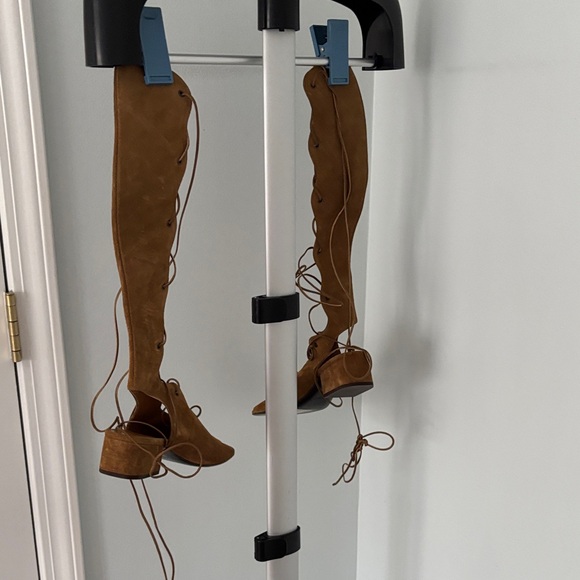 Yves Saint Laurent Tan Lace-Up Over the Knee Boots - Picture 10 of 14